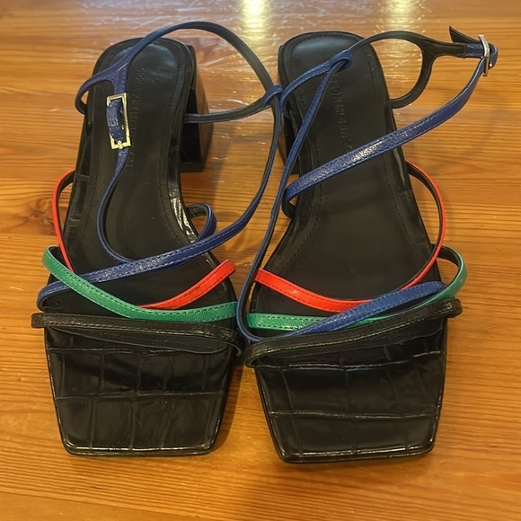 Sigerson Morrison Ellia Strappy Multicolor Block Heel Sandals. Size 37.5 - Picture 2 of 11